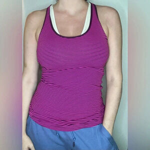 Lululemon Cool Racerback Size 8 in Hyper Stripe Raspberry Glo Light / Plum